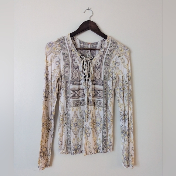 Free People Tops - Free People Lace Up Patterned Top